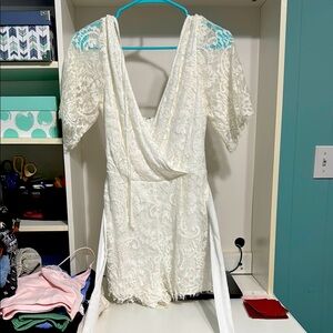 Elegant Lace Romper in White